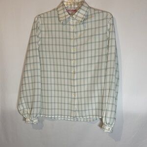 3/$20 Bundle & Save! Castleberry VINTAGE Women's White Plaid Blouse size 10